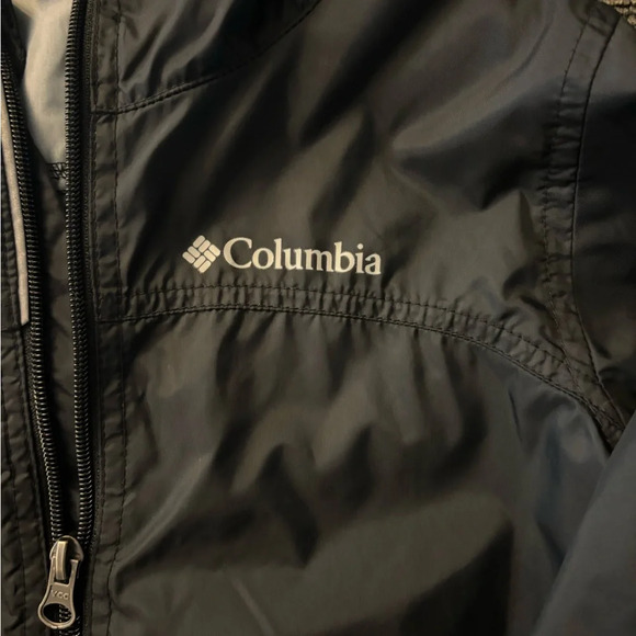 Kids Black Hooded Columbia Rain Jacket - Picture 2 of 5
